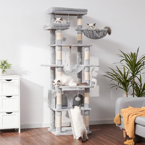 Heybly 78" Multi-Level Cat Tower with Big Caves