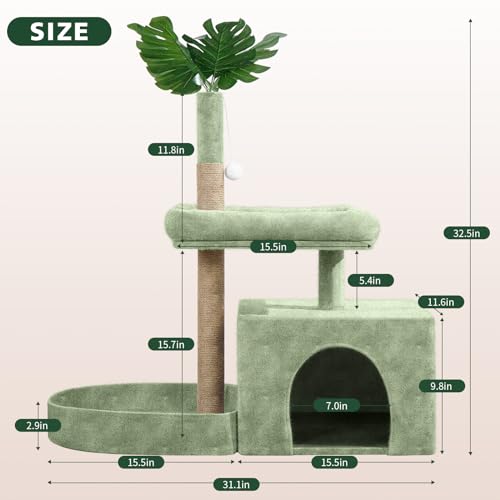 Cozy Cat Tree Tower with Scratch Post, Plush House