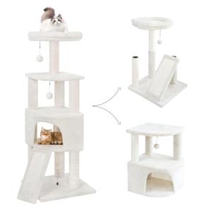 Beige 45in Cat Tree Tower with Condo & Hanging Bed