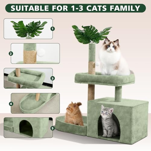 Cozy Cat Tree Tower with Scratch Post, Plush House