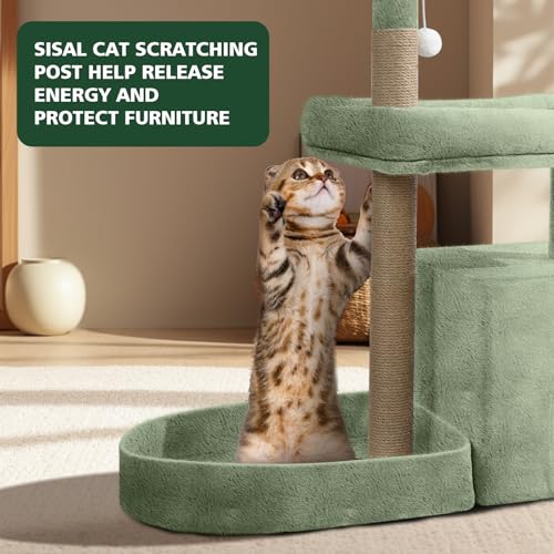 Cozy Cat Tree Tower with Scratch Post, Plush House
