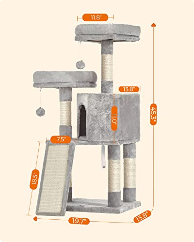 Feandrea 45.3-Inch Cat Tower with Scratching Post