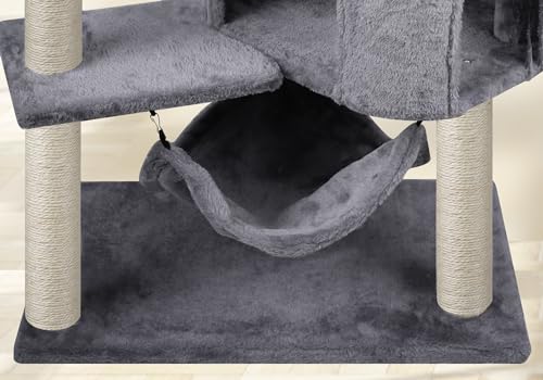 Grey Cat Tree with Condo and Large Hammock