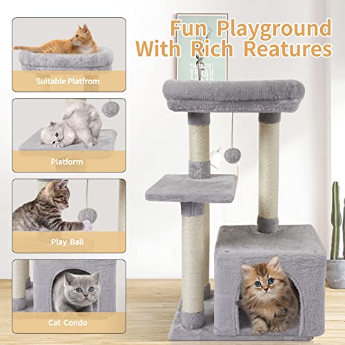 Cute Cat Tower with Scratch Posts and Jump Platform