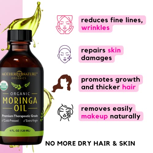 Organic Moringa Oil for Hair, Face, and Body