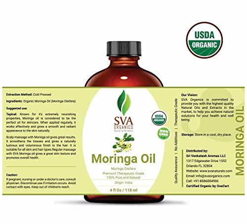 Organic Moringa Oil for Skin, Hair & Aromatherapy
