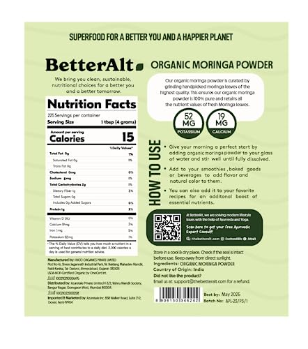 USDA Certified Organic Moringa Powder - 224 Servings
