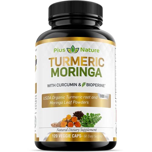 Organic Moringa and Turmeric Capsules with Bioperine