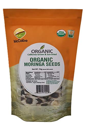 Organic Moringa Seeds, 70g, California Grown, USDA Certified