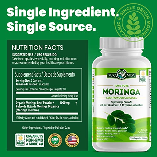 Organic Moringa Capsules for Energy & Immune Support