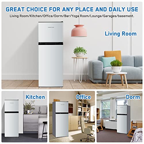 Compact Mini Fridge with Top Freezer, Silver