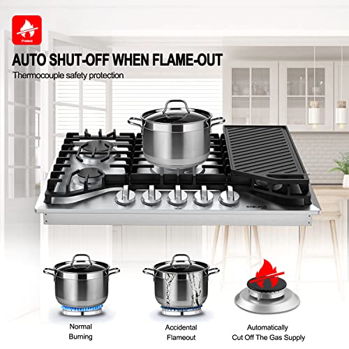 5-Burner Gas Cooktop with Reversible Grill/Griddle