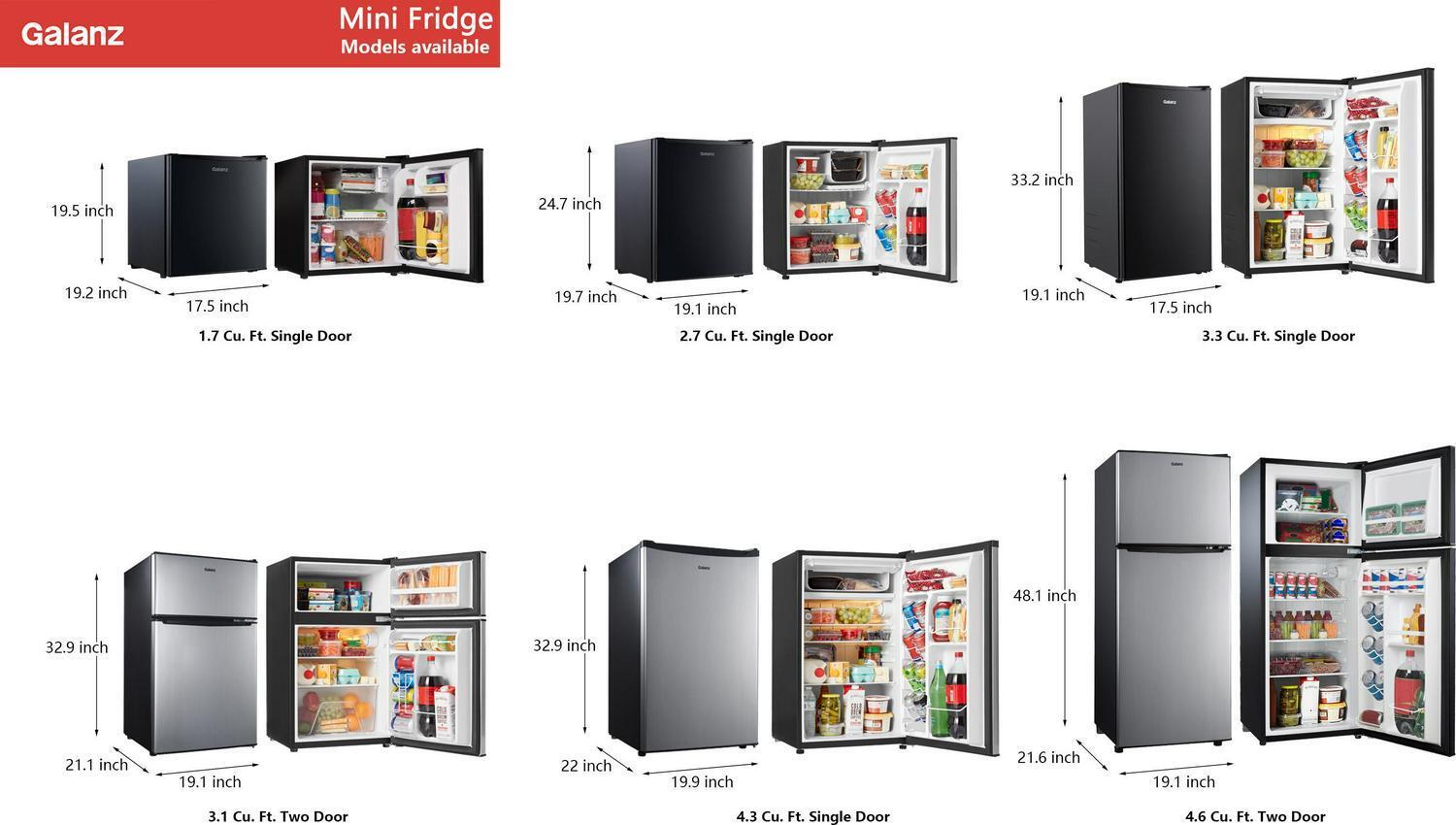 Galanz Stainless Steel Mini Fridge, 4.3 cu ft