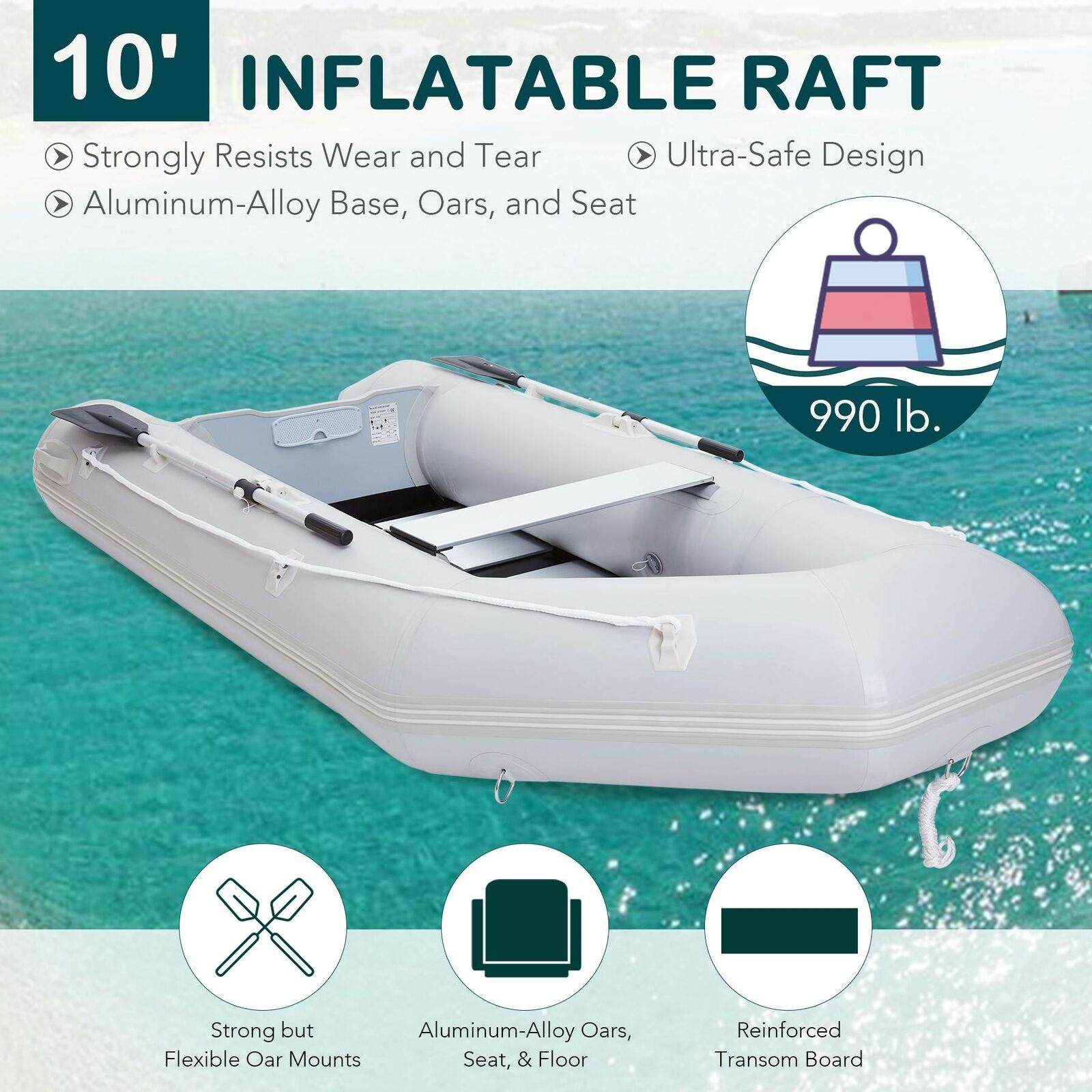 10ft Inflatable Boat Raft for Fishing & Rescue
