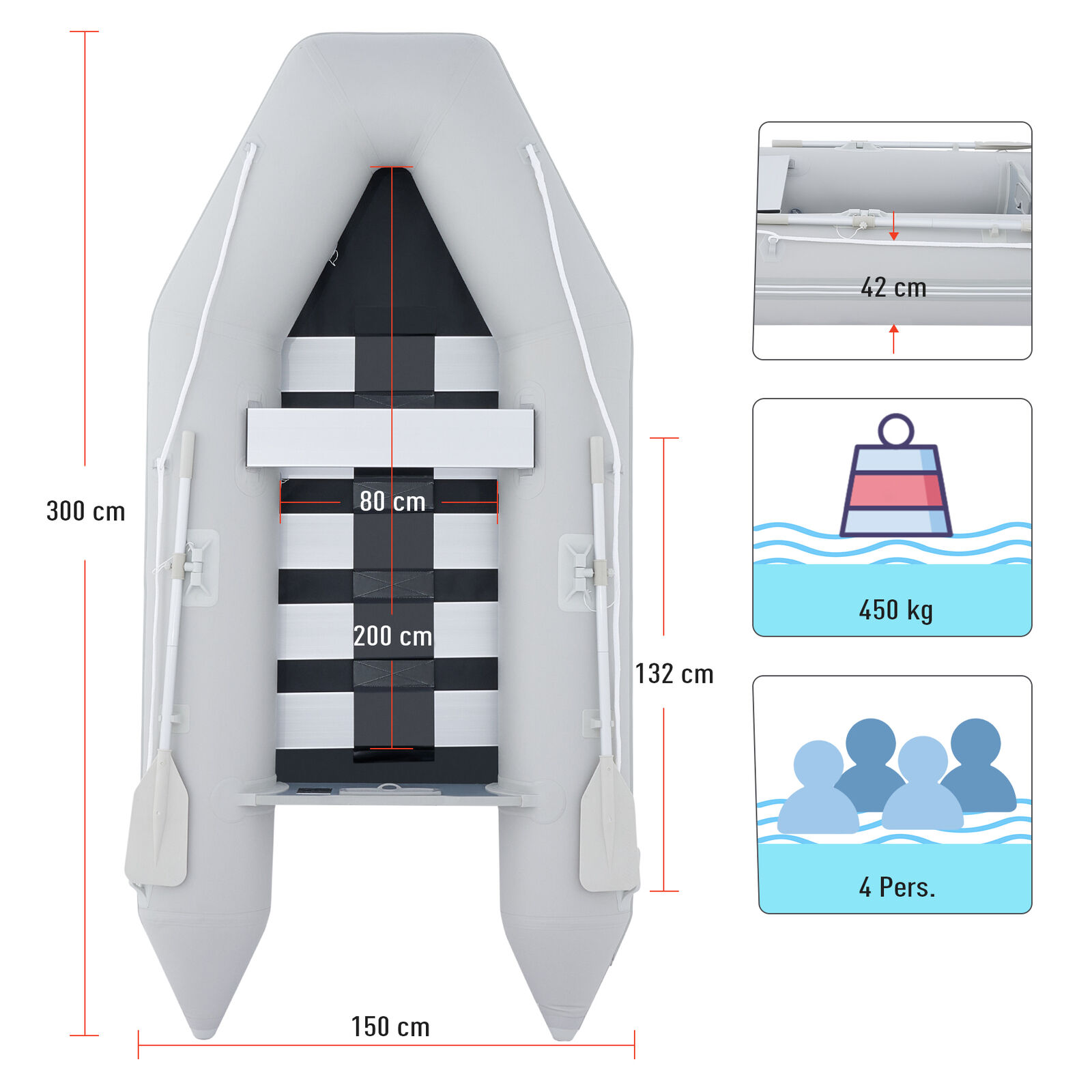 10ft Inflatable Boat Raft for Fishing & Rescue