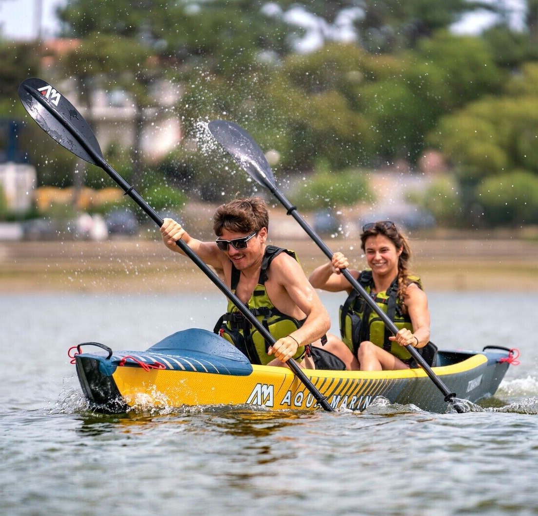 2-Person Inflatable Yellow Kayak with High Speed & Accessories