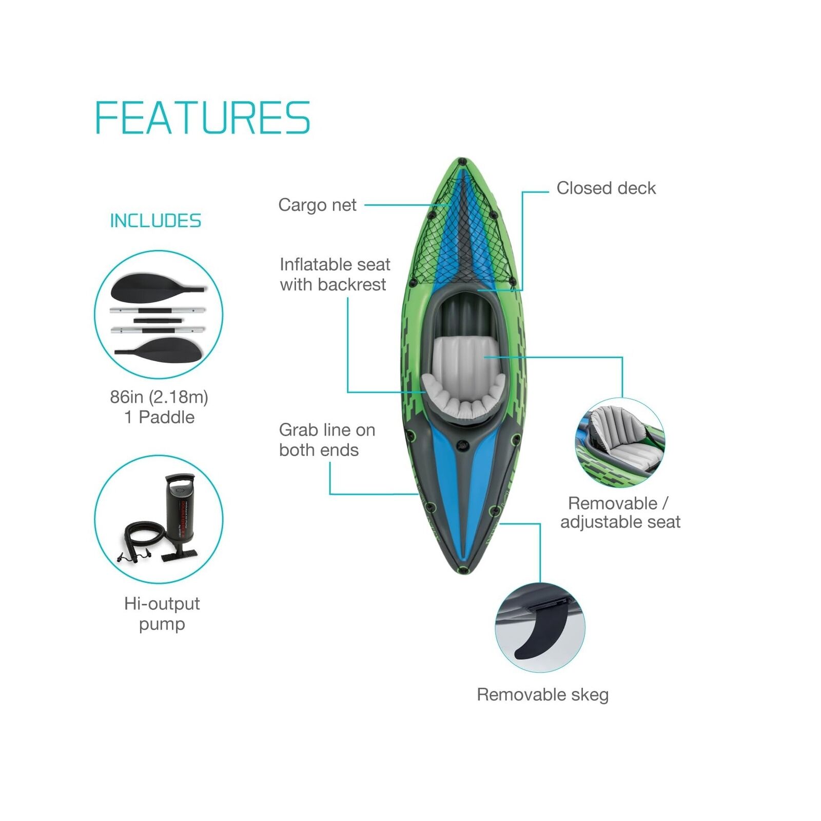 Deluxe Inflatable Kayak Series with Paddles & Pump
