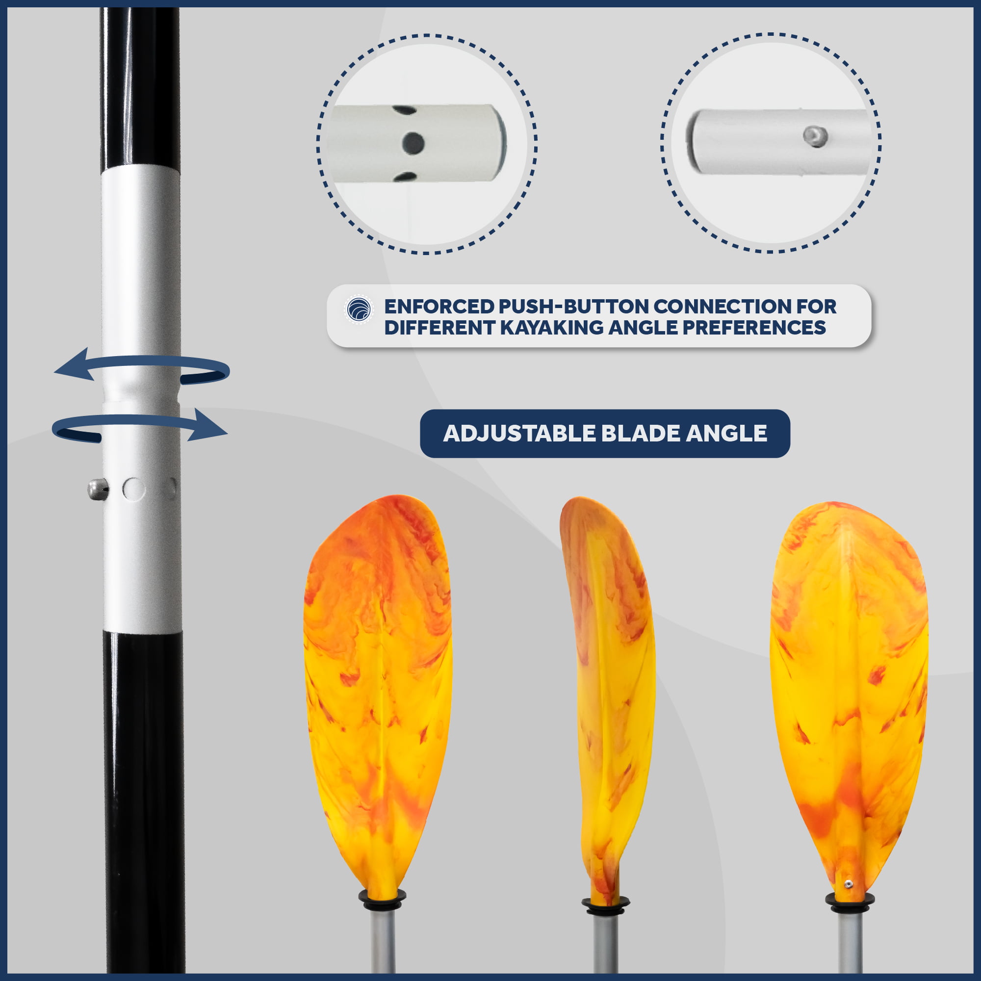 Lightweight 84" Kayak Fishing Paddle with Aluminum Shaft