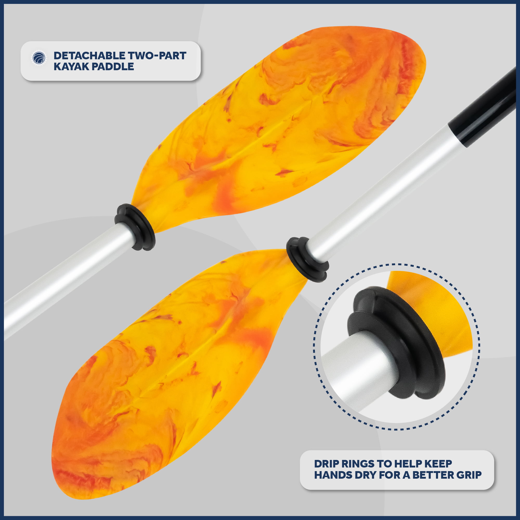 Lightweight 84" Kayak Fishing Paddle with Aluminum Shaft