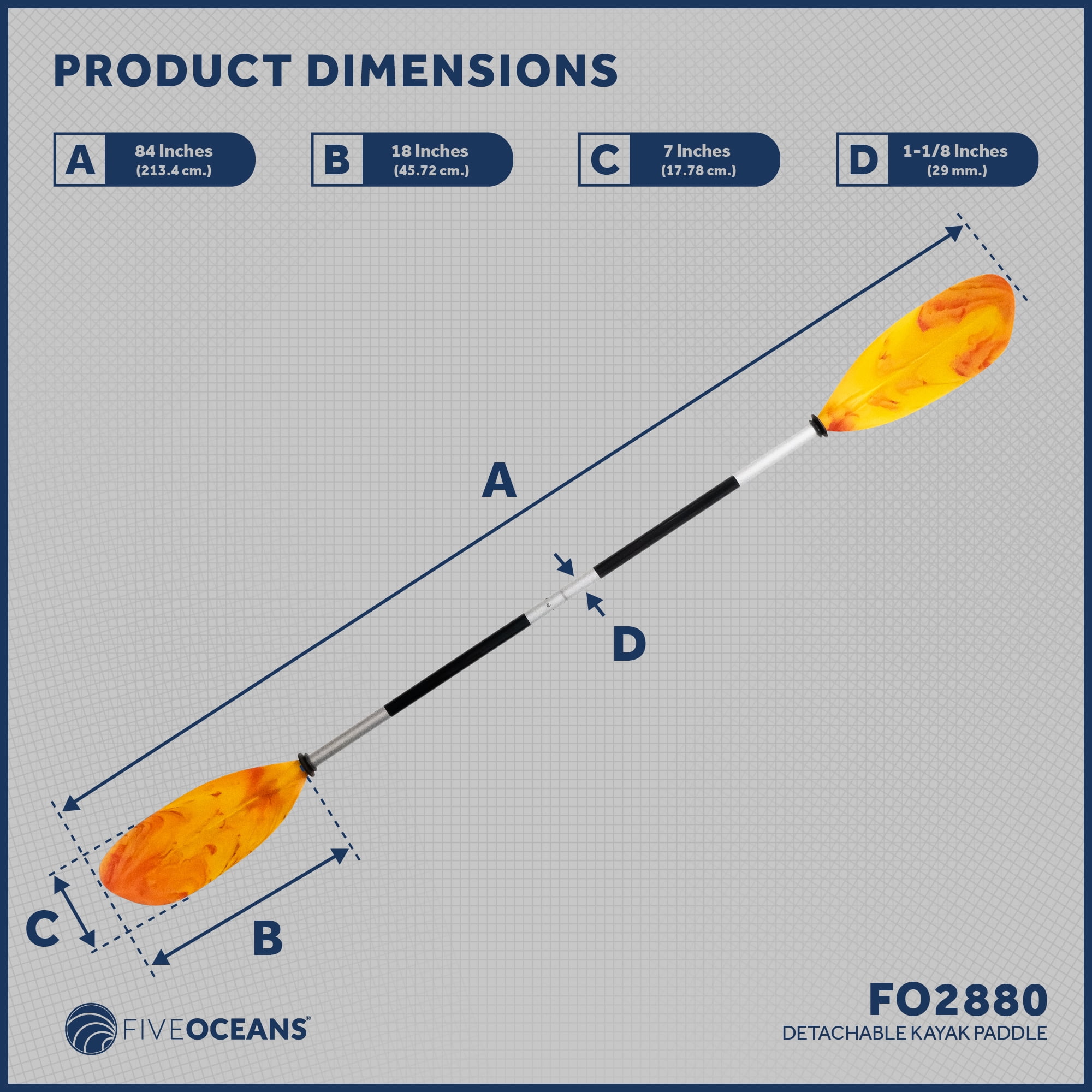 Lightweight 84" Kayak Fishing Paddle with Aluminum Shaft