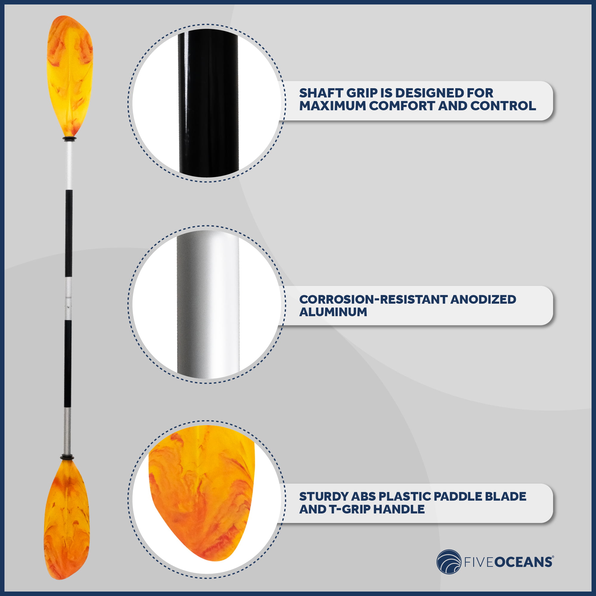 Lightweight 84" Kayak Fishing Paddle with Aluminum Shaft