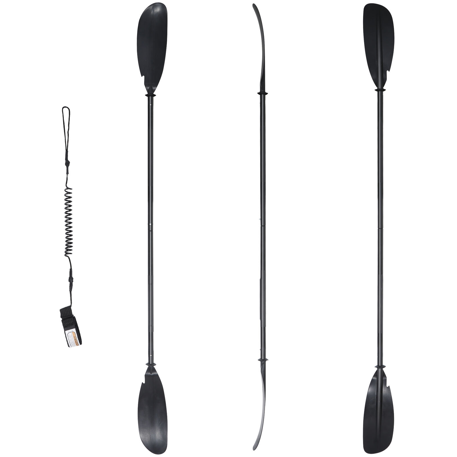 Durable Black Aluminum Kayak Paddle with Leash