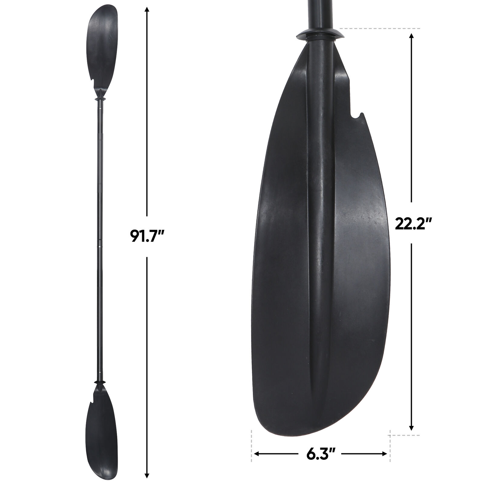 Durable Black Aluminum Kayak Paddle with Leash