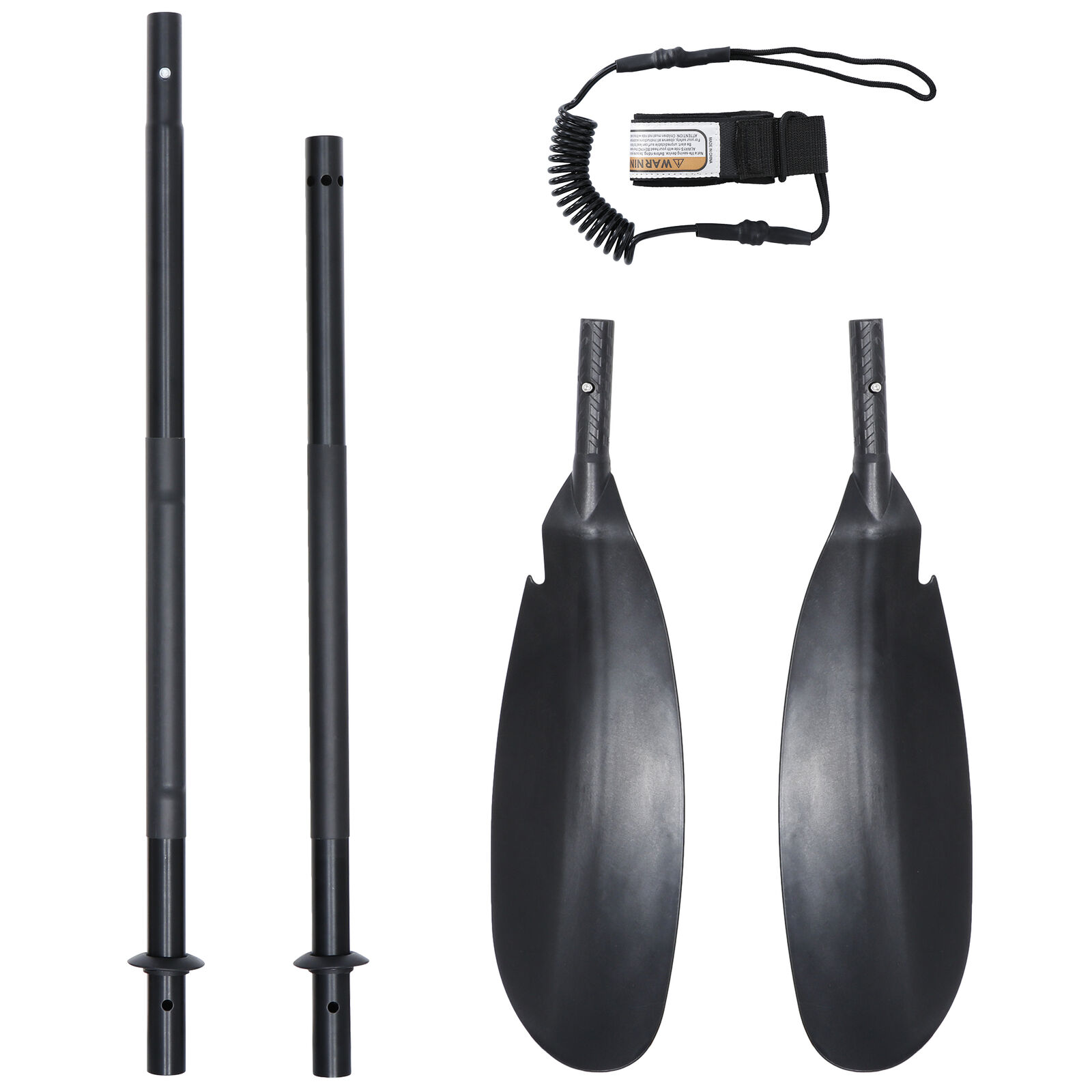 Durable Black Aluminum Kayak Paddle with Leash