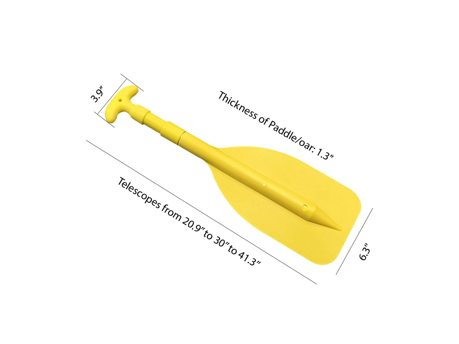 Yellow Telescopic Aluminum Mini Paddle for Kayaking & Rafting