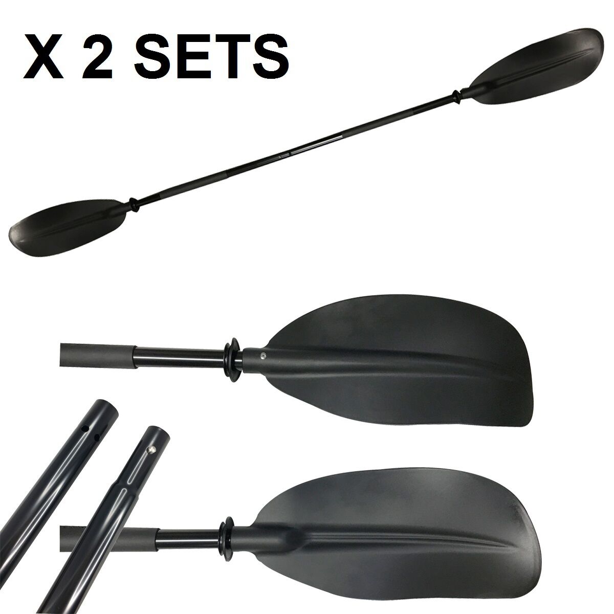 2 Sets 84" PP Double-Ended Detach Paddle for Boats