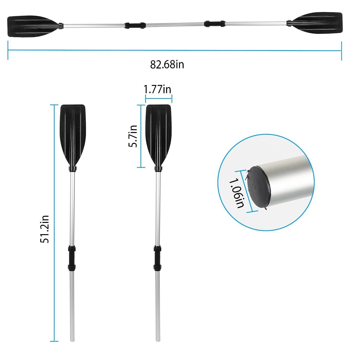 2 Double-Ended Afloat Oars for Boat Kayak, Raft