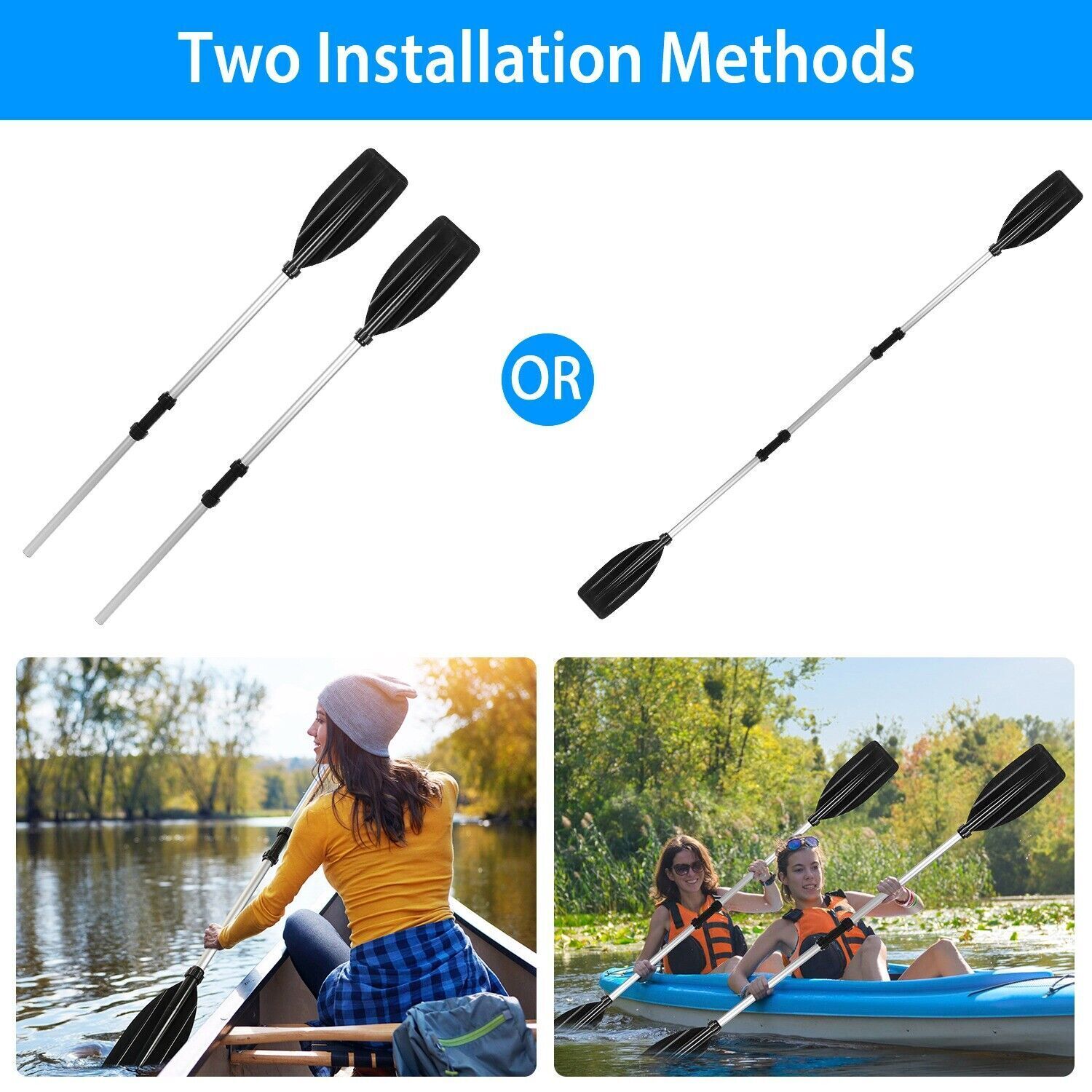 2 Double-Ended Afloat Oars for Boat Kayak, Raft