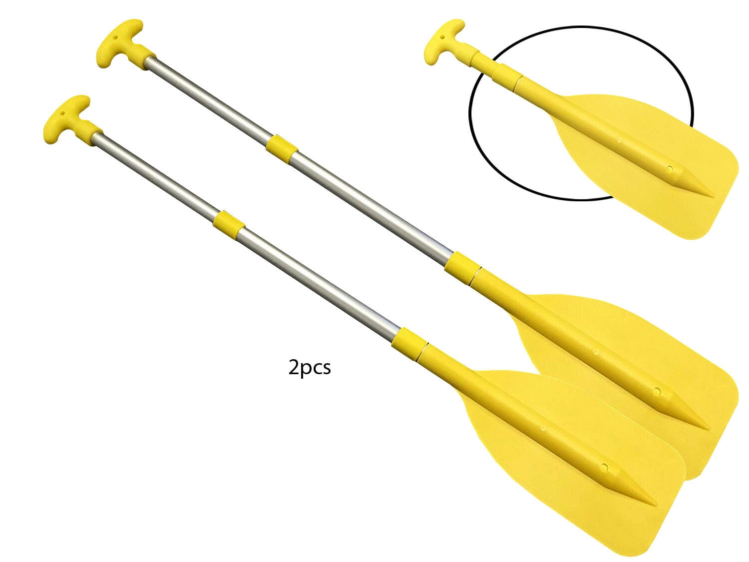 Yellow Telescopic Aluminum Paddle Set for Kayak & Raft