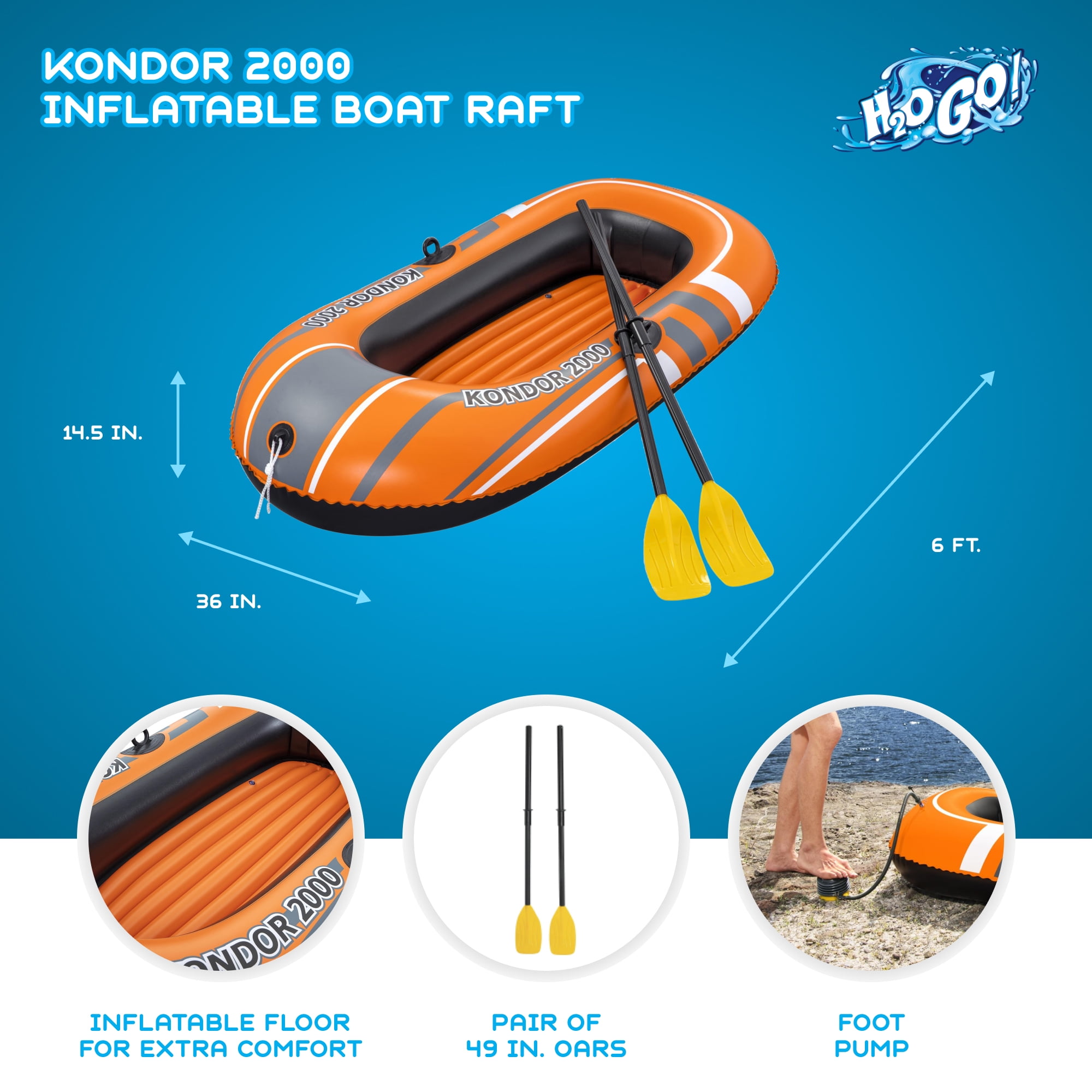 Inflatable Raft Set with Oars and Pump (2 Pack)