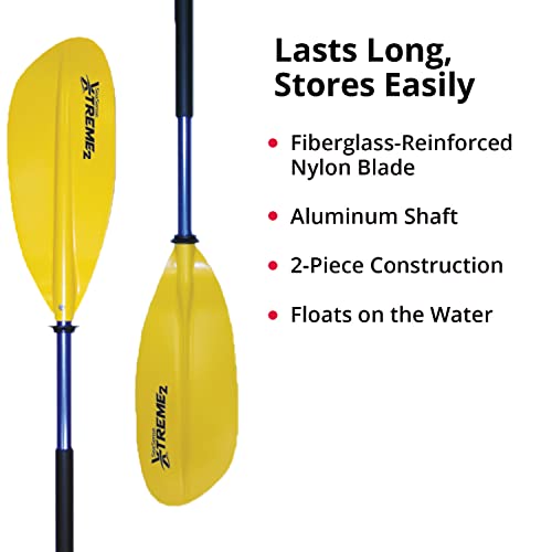 SeaSense XTreme Kayak Paddle, Yellow-Blue, 84”, Fiberglass Blades