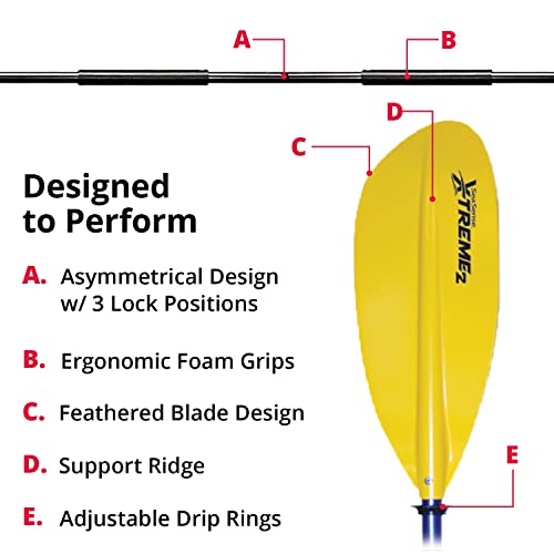 SeaSense XTreme Kayak Paddle, Yellow-Blue, 84”, Fiberglass Blades