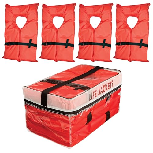 Kent Clear Storage Bag with 4 Type II Life Jackets for Rafting & Kayaking