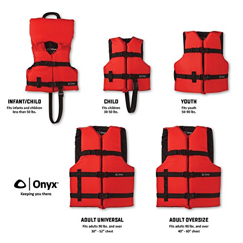 ONYX General Purpose Life Jacket, Red - Universal Size