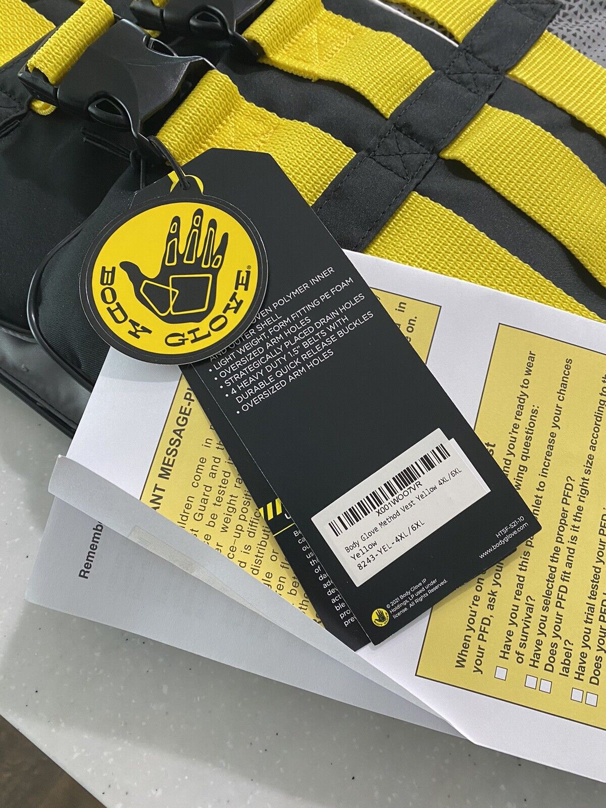 Body Glove Method Men's Life Vest - Black/Yellow