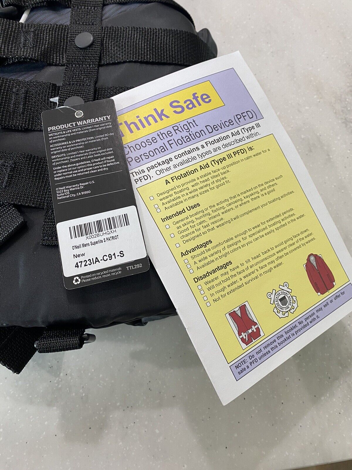 O'Neill Adult Men's Small Patriot Black Life Vest