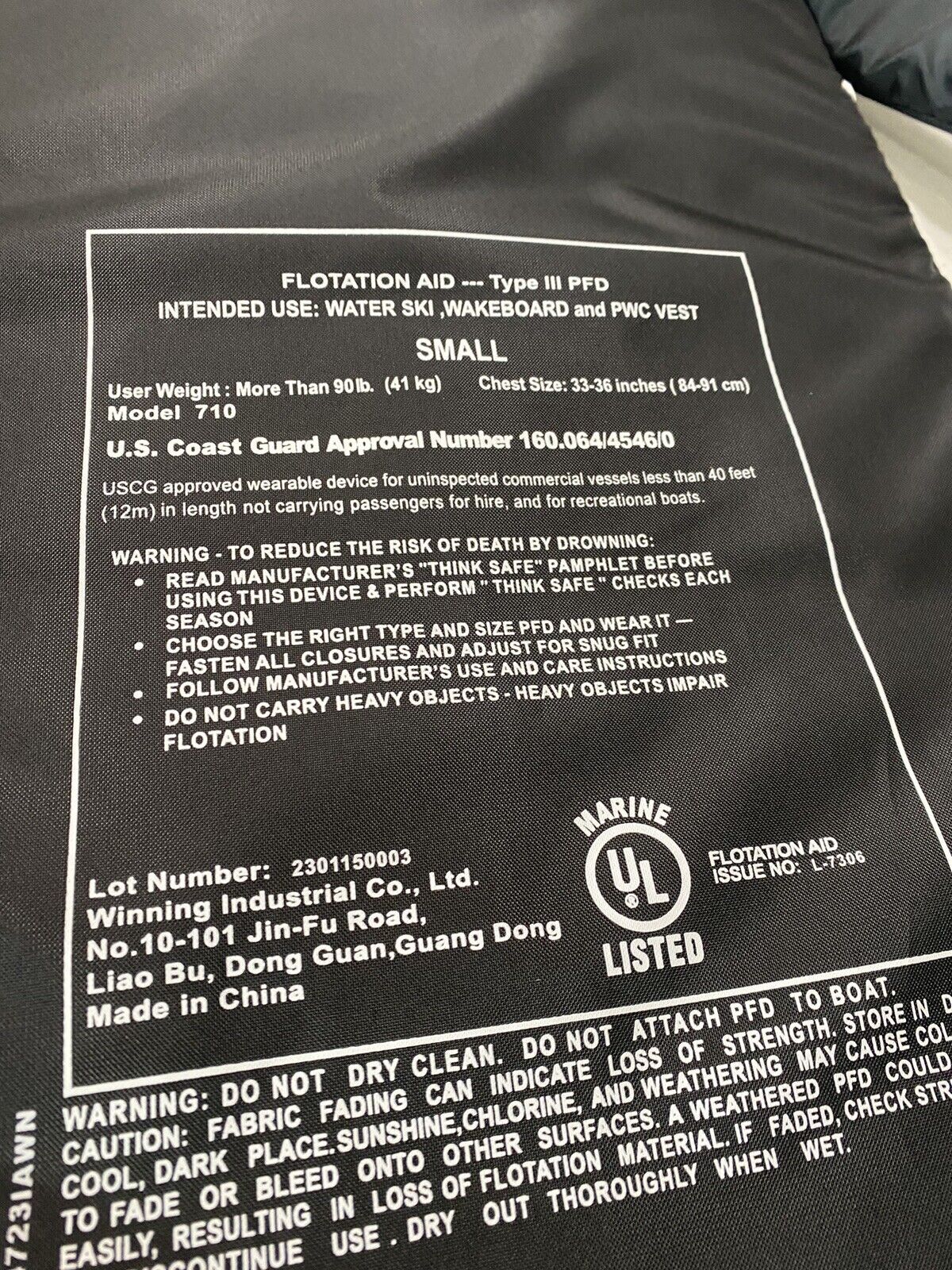 O'Neill Adult Men's Small Patriot Black Life Vest