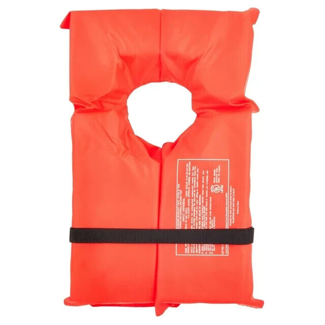 Orange Adult USCG Approved Life Jacket PFD Buoyancy