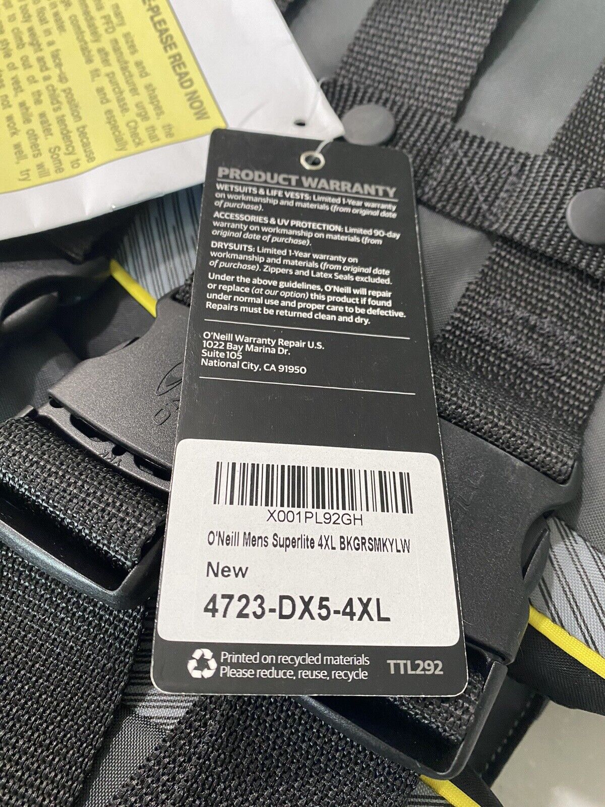 O'Neill Superlite DX5 4XL Men's USCG Life Jacket