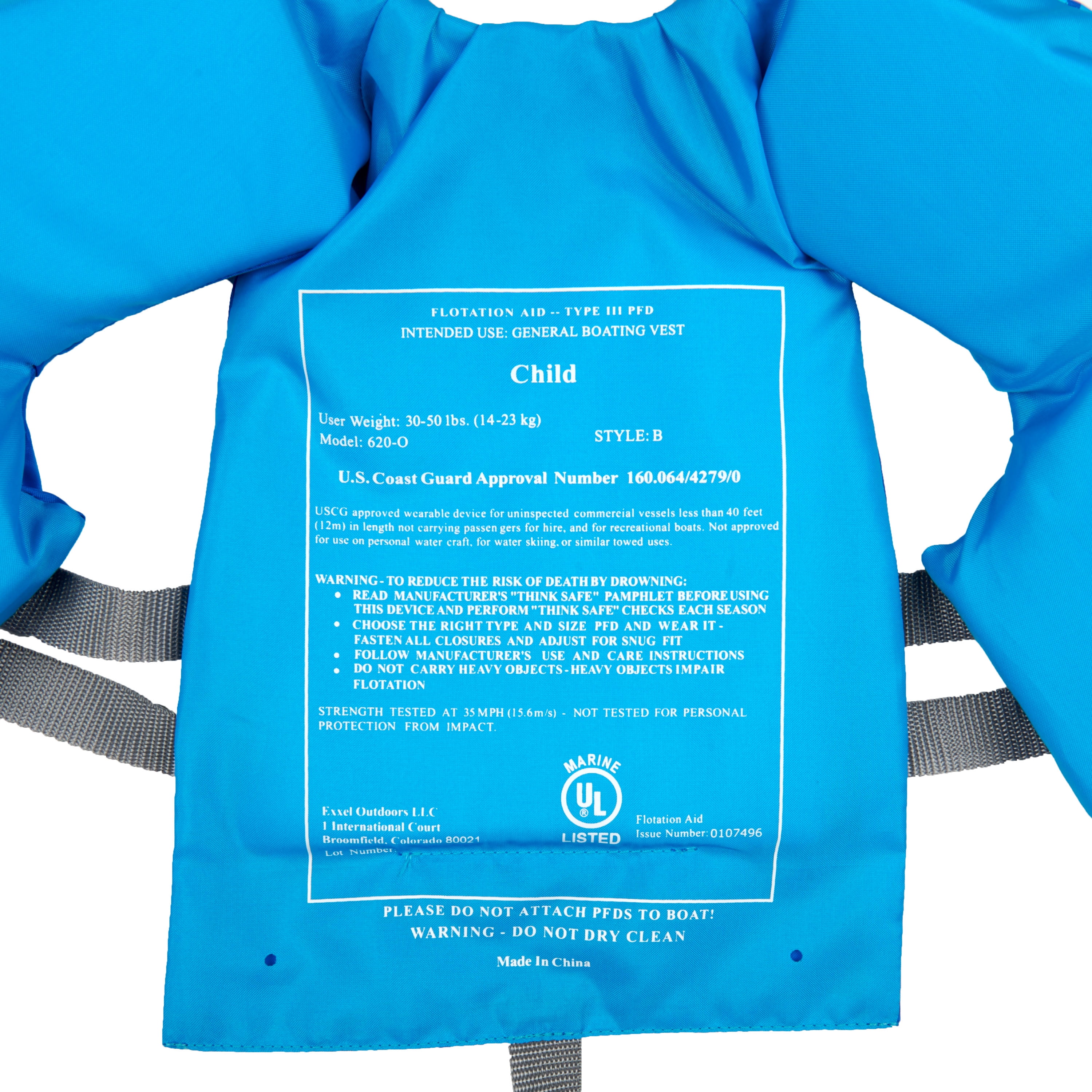X2O Child Open-Sided Life Vest 30-50lbs, Blue