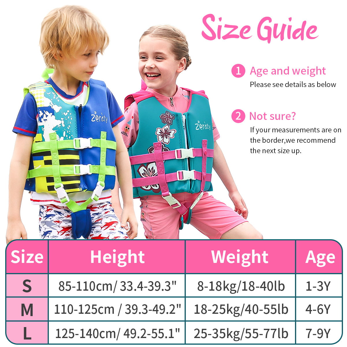 Zeraty Kids Swim Vest Life Jacket - Pink