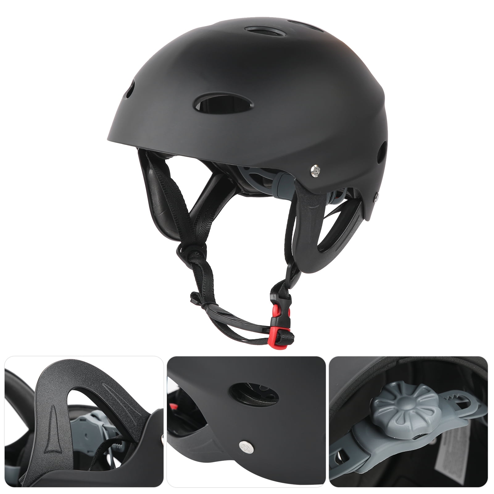 Ultralight Matte Black Safety Helmet for Rafting & Kayaking