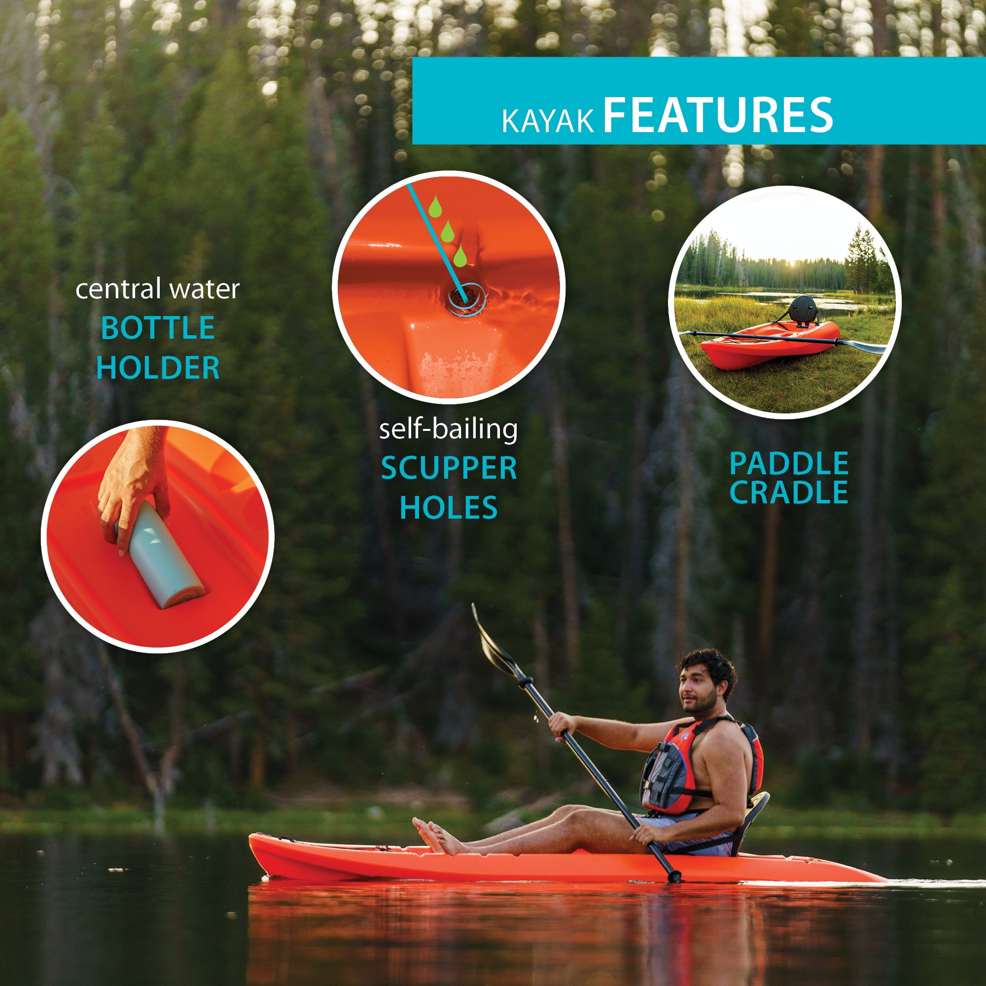 Orange Lifetime Hydros 101" Kayak (90595)