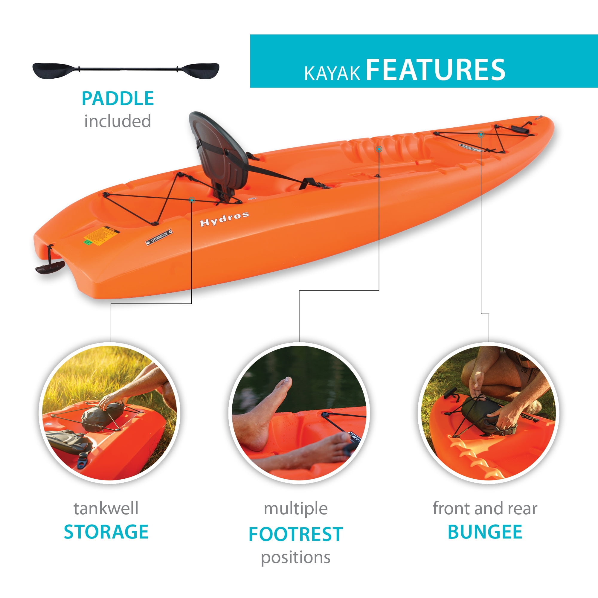 Orange Lifetime Hydros 101" Kayak (90595)