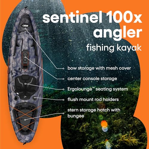 Pelican Sentinel 100X Angler Fishing Kayak - Vapor Black/Grey