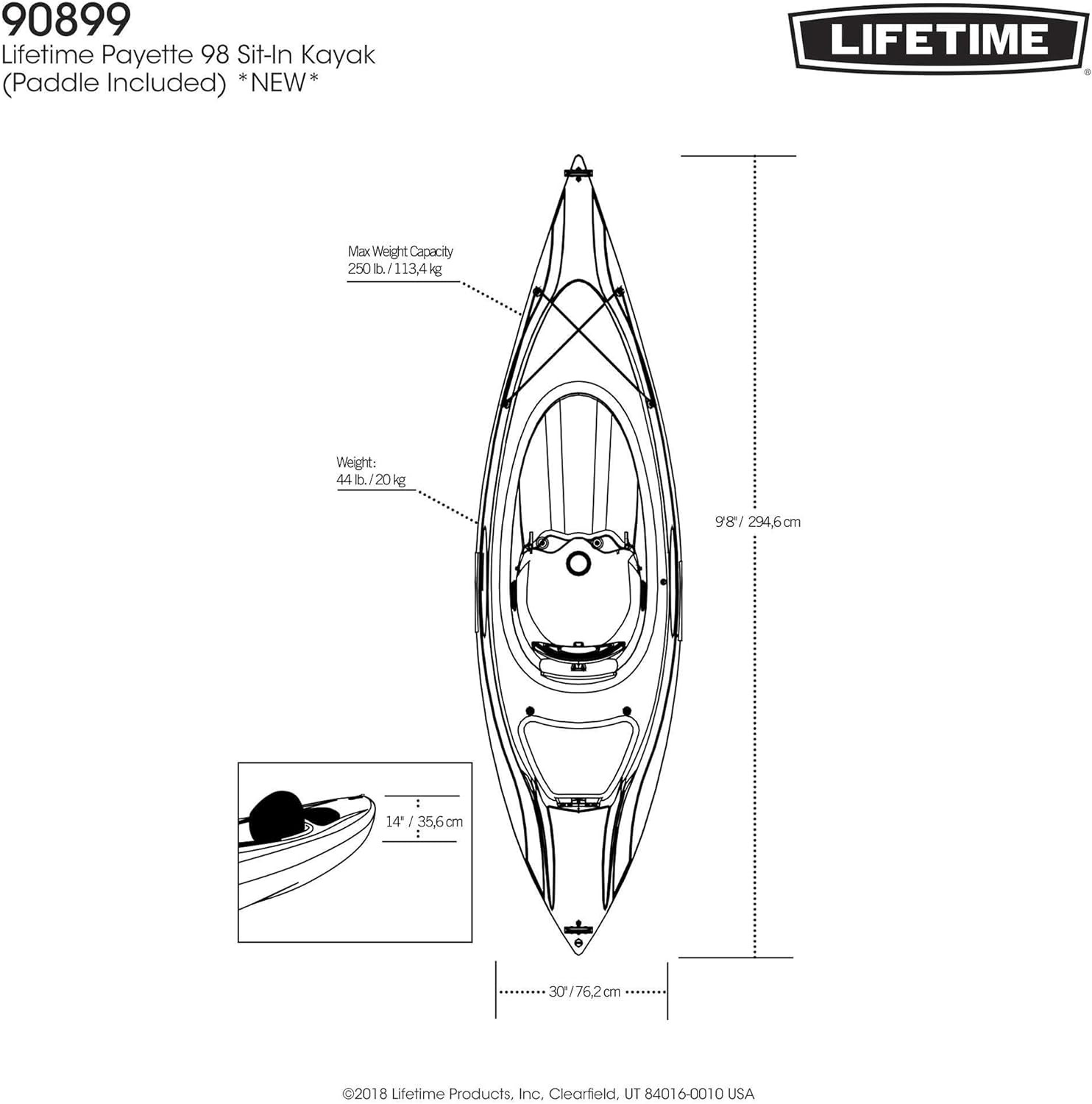 Payette 98 Sit-In Kayak with Paddle